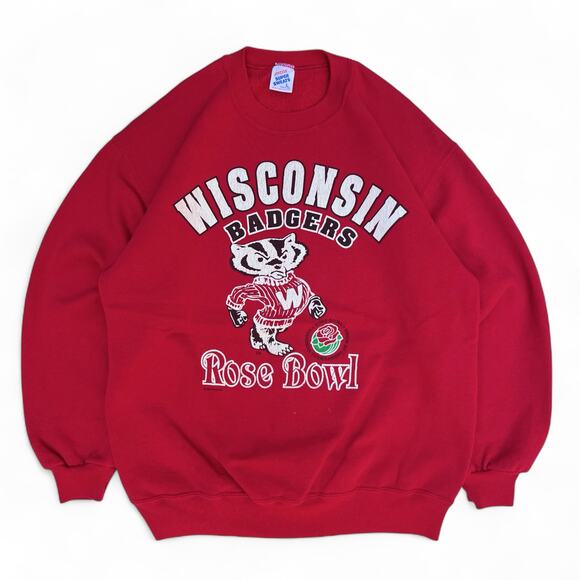 Vintage University of Wisconsin Badgers Rose Bowl Crewneck Sweatshirt College L - Picture 1 of 8